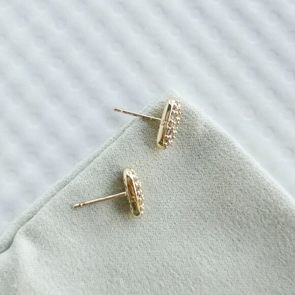 Kendra Scott Gold White Crystal Grayson Stud Earrings NEW - Picture 4 of 4